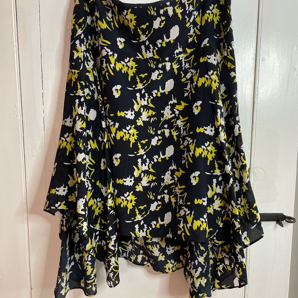 JASON WU 100% Silk Tiered Flowy Floral Abstract Pattern Skirt Size 8